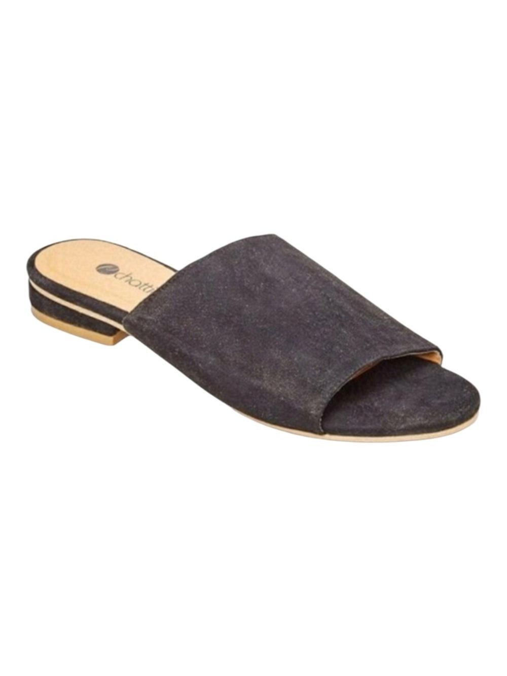 CHATTIES Black Faux Suede Summer slide Slip On Sandal Size 5 NWT